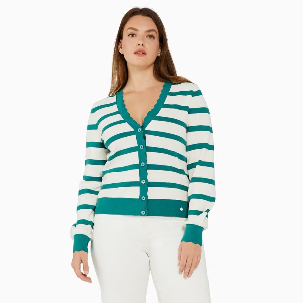 Kate Spade Teal and cream Striped Cardigan